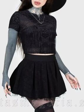 Killstar Black Gothic Pleated Mini Skirt